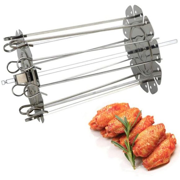 BBQ Steel Metal Roaster Rotisserie Skewers Needle Cage Oven Rotisserie Motor - Picture 10 of 15